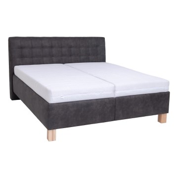 Eleganta tapisēta gulta VIOLET 180x200 cm ar ietilpīgu uzglabāšanas nodalījumu, bez matrača, tumši pelēka