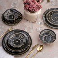Elegants 24 daļu keramikas trauku komplekts — melns/brūns