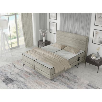 Elektriskā regulējamā polsterētā gulta ar matraciem MILA 180x200 cm pelēka