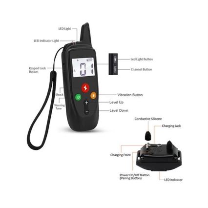 Elektriskā suņu apmācību apkakle 52cm 500m 3,7V 300 mAh IP67