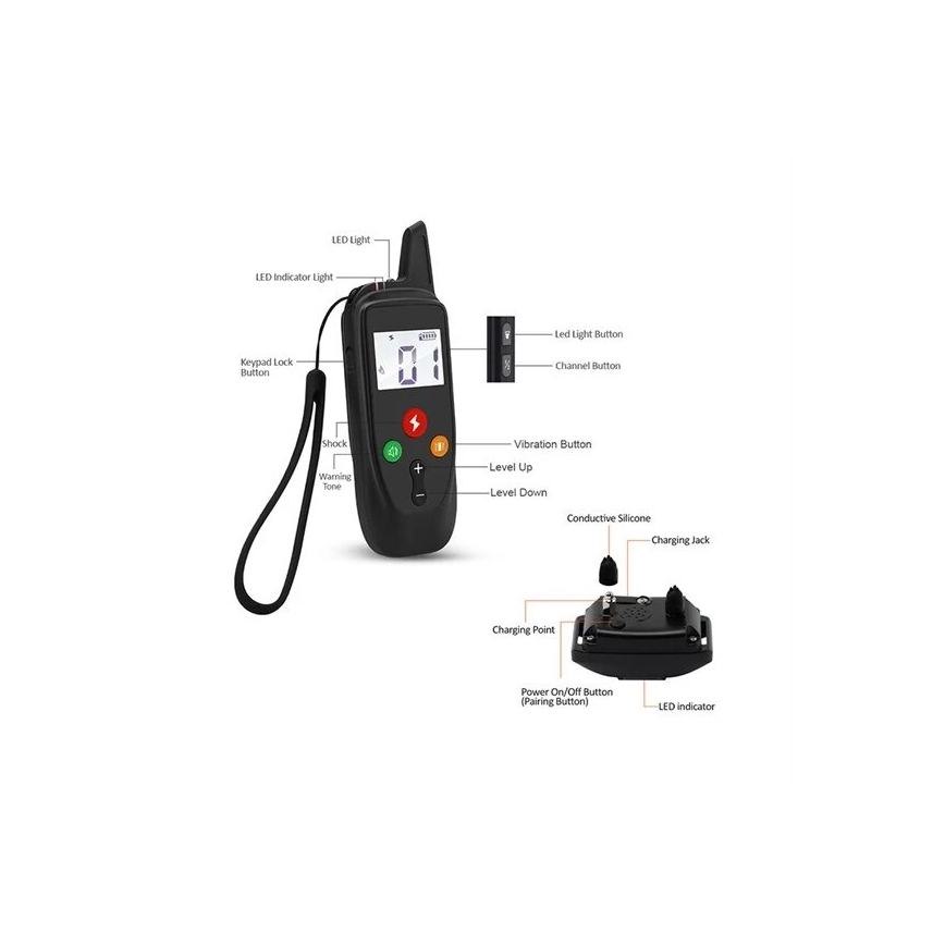 Elektriskā suņu apmācību apkakle 52cm 500m 3,7V 300 mAh IP67