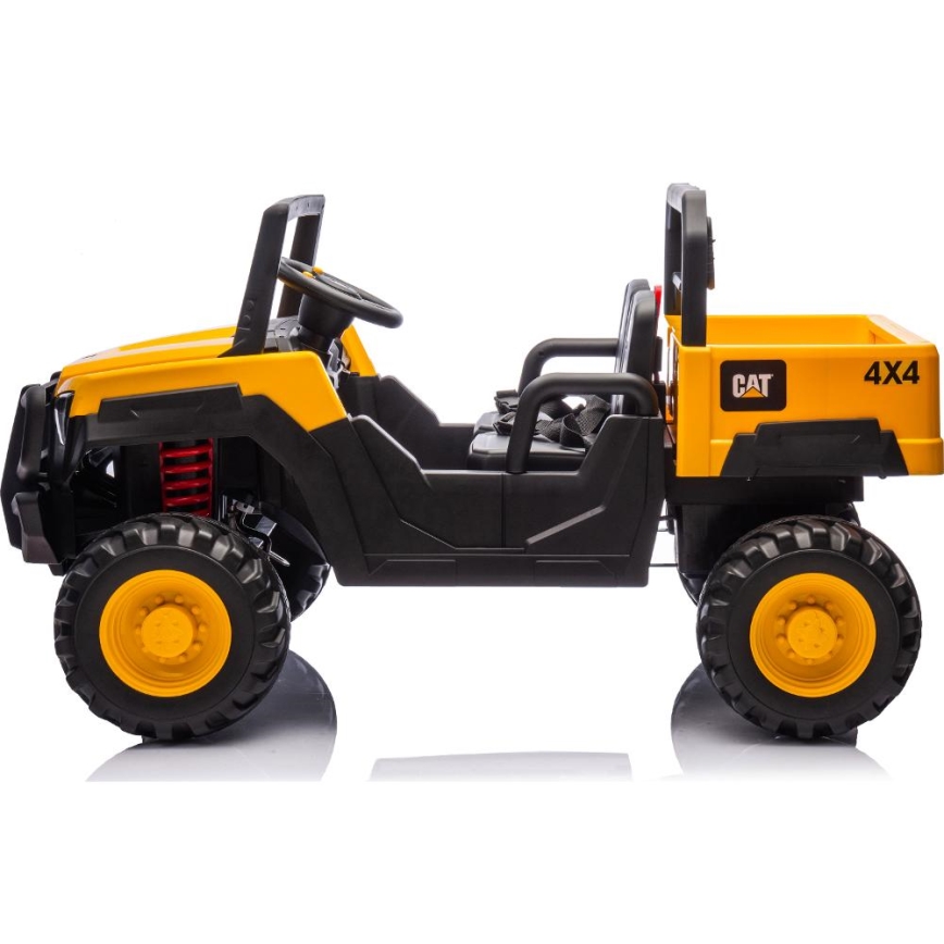 Elektriskā rotaļu mašīna CAT 60W/7500 mAh dzeltena/melnā krāsā ar tālvadības pulti
