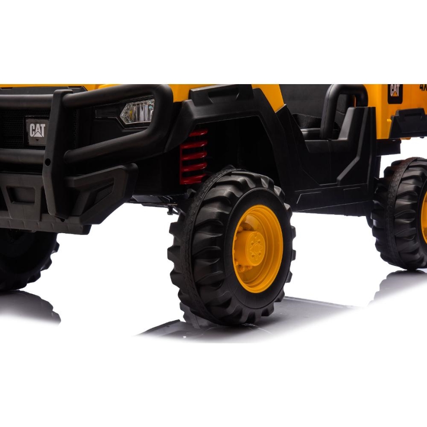 Elektriskā rotaļu mašīna CAT 60W/7500 mAh dzeltena/melnā krāsā ar tālvadības pulti