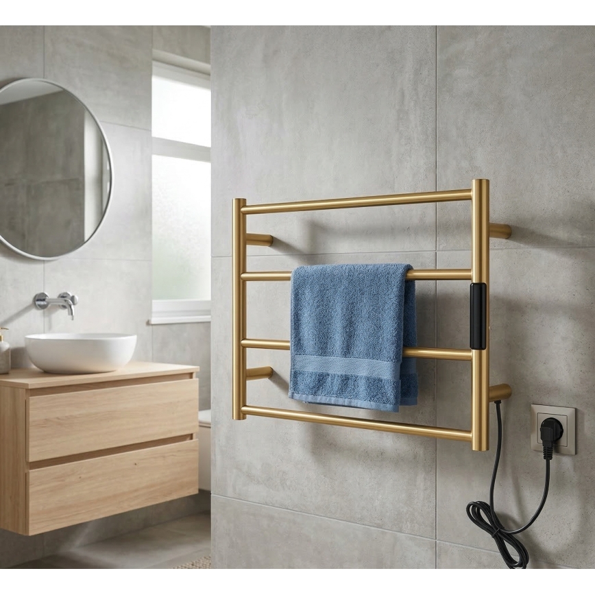 Elektriskais dvieļu žāvētājs 56x37 cm, 36 W, nerūsējošā tērauda / zelta apdare