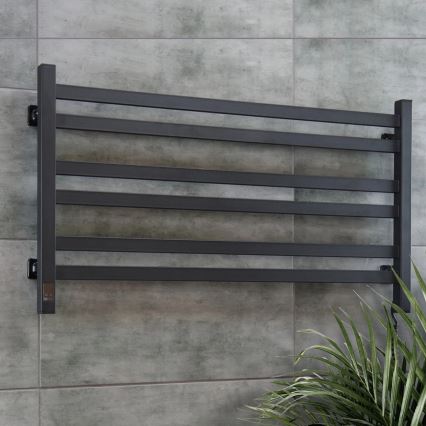 Elektriskais dvieļu žāvētājs ar termostatu AVANGARD 181W 50x90 cm, melns, labais