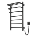 Elektriskais dvieļu žāvētājs ar termostatu FORTIS, 155 W, 80 x 48 cm — melns, ar pieslēgumu labajā pusē