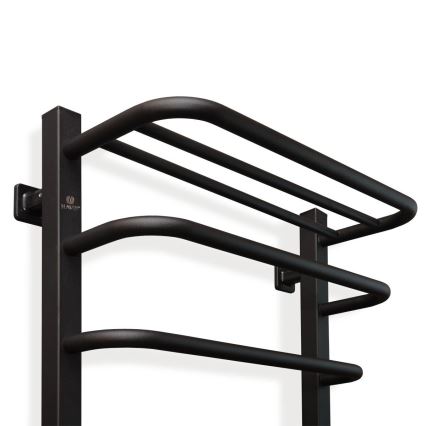 Elektriskais dvieļu žāvētājs ar termostatu FORTIS, 155 W, 80 x 48 cm — melns, ar pieslēgumu labajā pusē