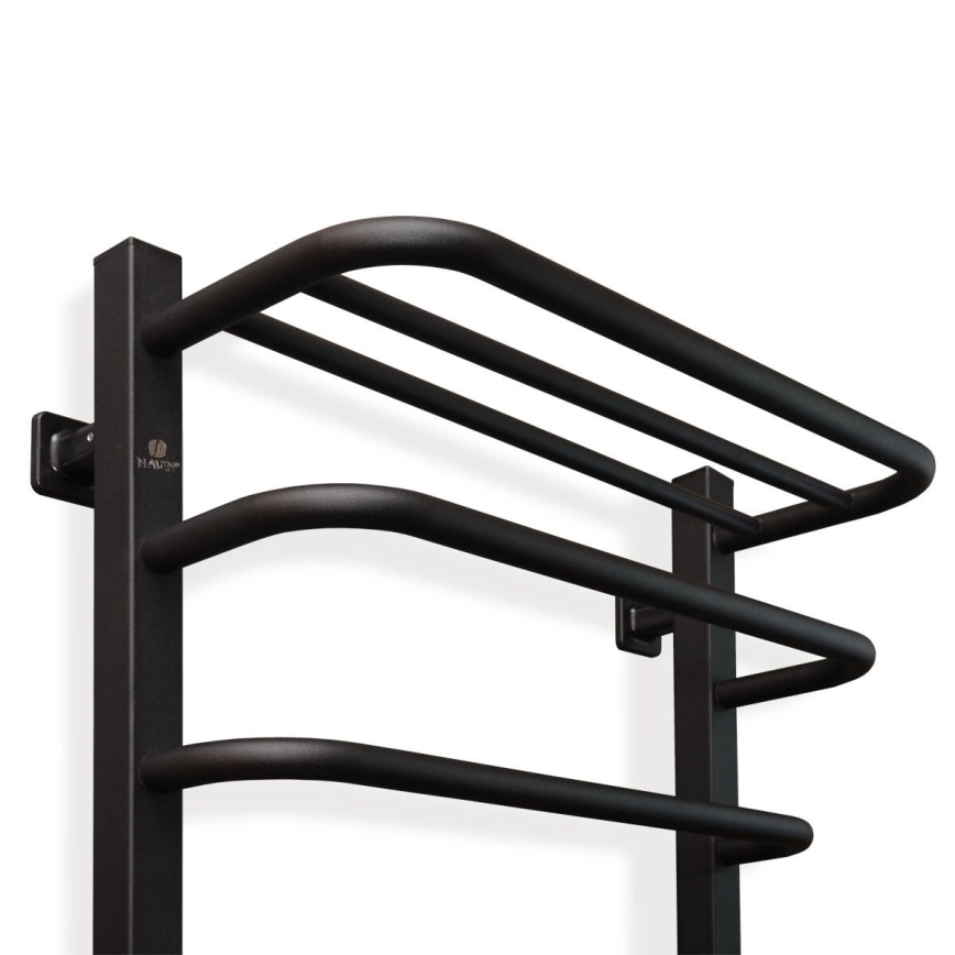 Elektriskais dvieļu žāvētājs ar termostatu FORTIS, 155 W, 80 x 48 cm — melns, ar pieslēgumu labajā pusē