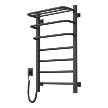Elektriskais dvieļu žāvētājs ar termostatu FORTIS, 155 W, 80x48 cm, melns, kreisais