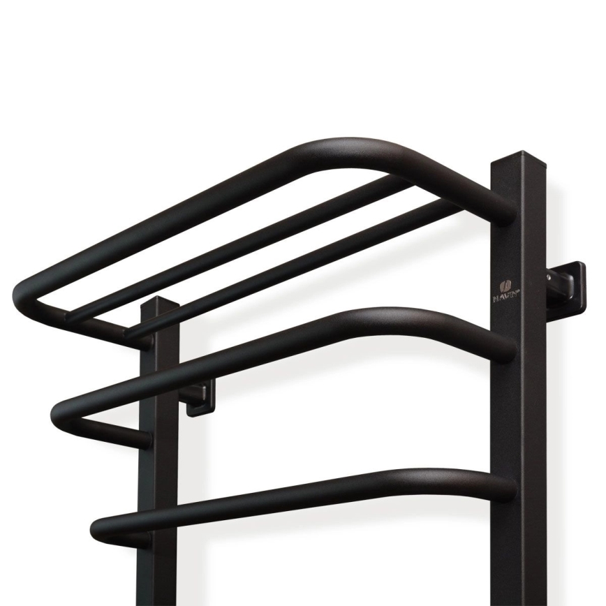 Elektriskais dvieļu žāvētājs ar termostatu FORTIS, 155 W, 80x48 cm, melns, kreisais