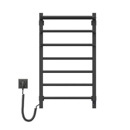 Elektriskais dvieļu žāvētājs ar termostatu FORTIS, 155 W, 80x48 cm, melns, kreisais