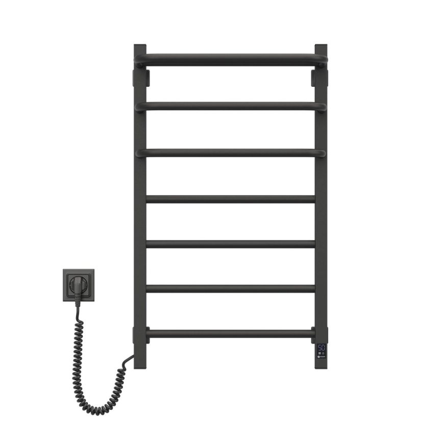 Elektriskais dvieļu žāvētājs ar termostatu FORTIS, 155 W, 80x48 cm, melns, kreisais