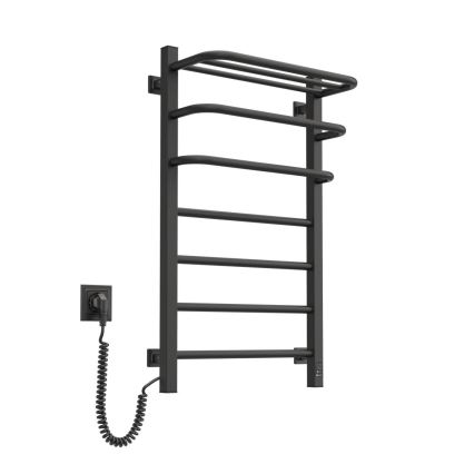 Elektriskais dvieļu žāvētājs ar termostatu FORTIS, 155 W, 80x48 cm, melns, kreisais