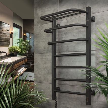 Elektriskais dvieļu žāvētājs ar termostatu FORTIS 155 W 80x48 cm melns, labais