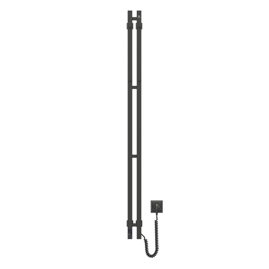 Elektriskais dvieļu žāvētājs ar termostatu SILOUETTE 200W/230V 150,6cm IP44 melns labējais