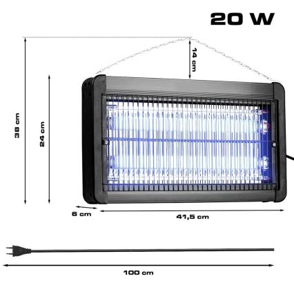 Elektriskais kukaiņu slazds 2x10W/230V 100 m²