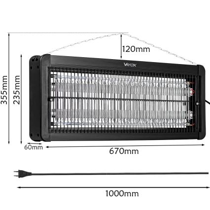 Elektriskais kukaiņu slazds 2x20W/230V 180 m²