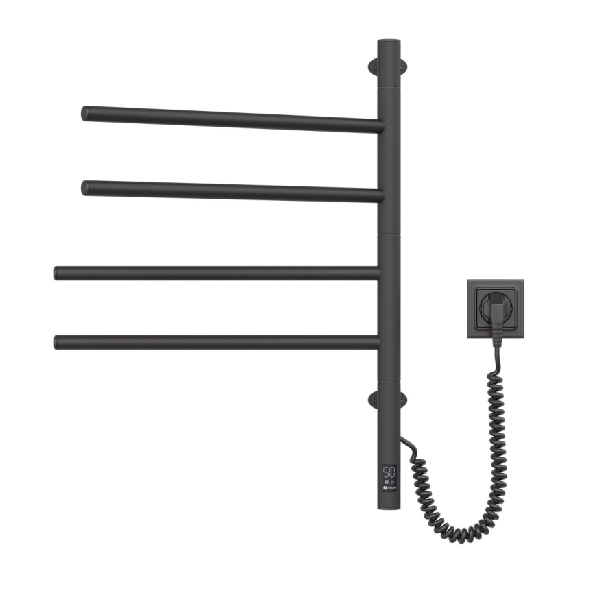Elektriskais pagriežamais dvieļu žāvētājs ar termostatu ARABESQUE 60W 65x49 cm melns