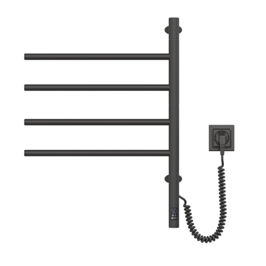 Elektriskais pagriežamais dvieļu žāvētājs ar termostatu ARABESQUE 60W 65x49 cm melns