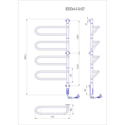 Elektriskais grozāmais dvieļu žāvētājs ELECTRA, 120W/230V, 102,5x44,5 cm, nerūsējošais tērauds/hrom, labais