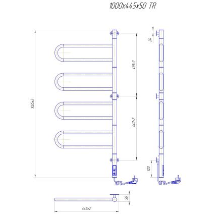 Elektriskais pagriežamais dvieļu žāvētājs TRISTAR 105W/230V 100x44,5cm IP44 nerūsējošais tērauds/spīdīgs hroms