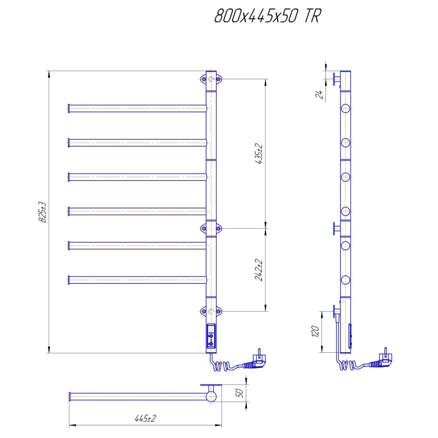 Elektriskais grozāmais dvieļu žāvētājs VEER 80W/230V 82,5x44,5 cm nerūsējošais tērauds/spīdīgs hroms