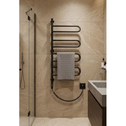 Elektrisks pagriežams dvieļu žāvētājs ELECTRA 120W/230V 102,5x47,5 cm, nerūsējošais tērauds/melns, kreisā versija