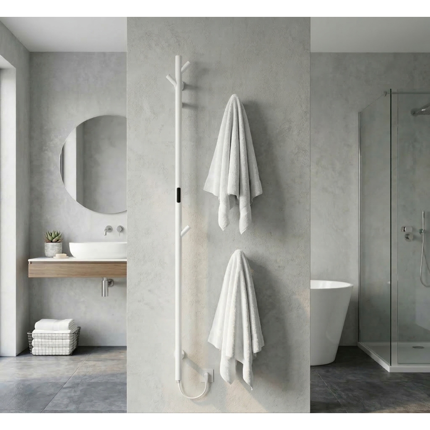 Elektriskais stienveida dvieļu žāvētājs, 172 cm, 46 W, balts