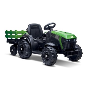 Elektriskais traktors ar piekabi 2x30W/7000 mAh melna/zaļa + tālvadības pults