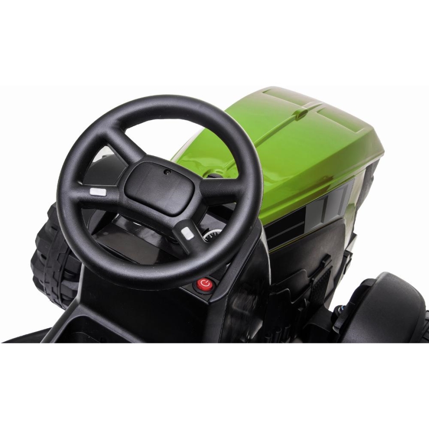 Elektriskais traktors ar piekabi 2x30W/7000 mAh melna/zaļa + tālvadības pults