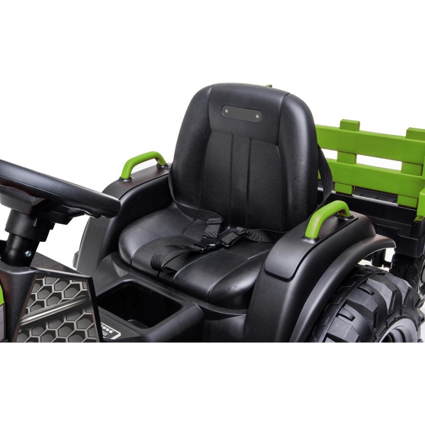 Elektriskais traktors ar piekabi 2x30W/7000 mAh melna/zaļa + tālvadības pults
