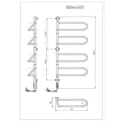 Elektriskais pagriežamais dvieļu žāvētājs ELECTRA 120W/230V 102,5x47,5 cm nerūsējošais tērauds/hroms, kreisais