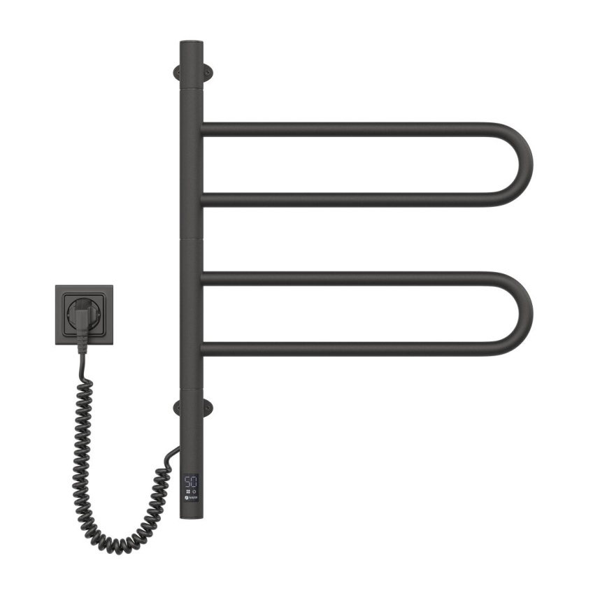 Elektrisks pagriežams dvieļu žāvētājs ar termostatu FOUETTE 60W 65x49 cm  melns