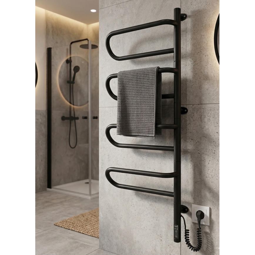 Elektrisks rotējošs dvieļu žāvētājs ELECTRA 120W/230V 102,5x44,5 cm nerūsējošs/melns labais