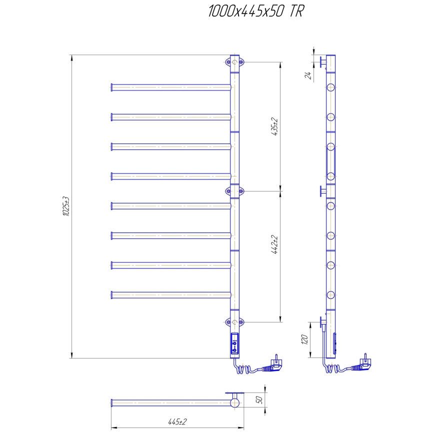Elektriskais grozāmais dvieļu žāvētājs VEER 95W/230V 102,5x44,5 cm nerūsējošais tērauds/spīdīgs hroms