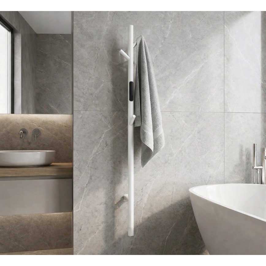 Elektrisks stieņveida dvieļu žāvētājs 118 cm 30W balts