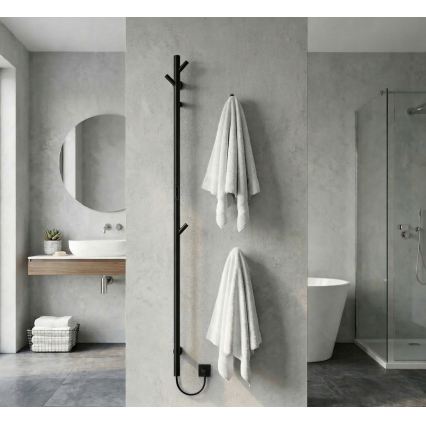 Elektrisks stienveida dvieļu žāvētājs, 172 cm, 46 W, melns