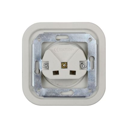 Elhard - keramikas retro sienas kontaktligzda ar rāmi SCHUKO 230 V, balta