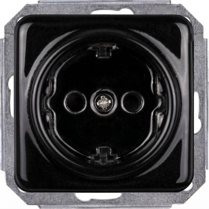 Elhard - keramisks retro vienpolu slēdzis Nr. 1 un SCHUKO kontaktligzda 230 V ar rāmi, melna