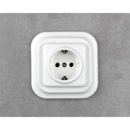 Elhard - Keramiskā retro mājas kontaktligzda bez rāmja SCHUKO 230V, balta