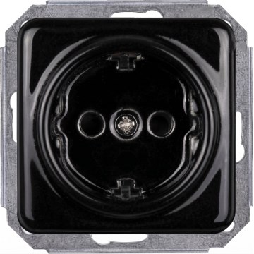 Elhard - Keramiskā retro mājas kontaktligzda bez rāmja SCHUKO 230V melna