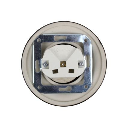 Elhard - Keramiska retro sadzīves kontaktligzda ar rāmi SCHUKO 230V melna