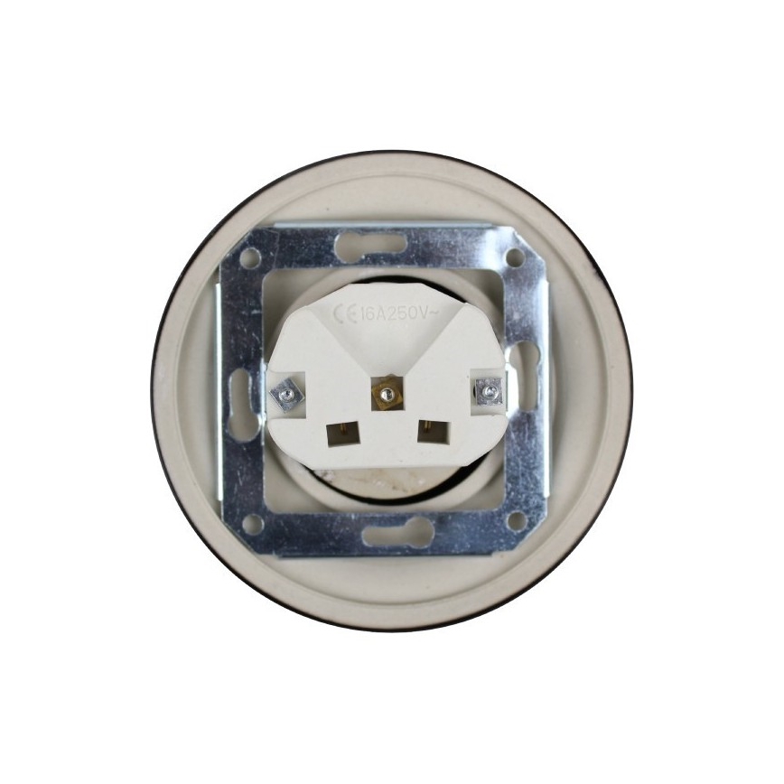 Elhard - Keramiska retro sadzīves kontaktligzda ar rāmi SCHUKO 230V melna