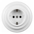 Elhard - Keramiska retro sadzīves kontaktligzda ar SCHUKO rāmi 230V balta