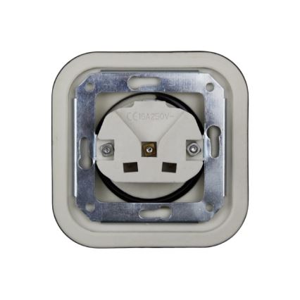 Elhard - keramiska retro sienas kontaktligzda ar SCHUKO rāmi, 230 V, melna