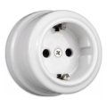 Elhard - Retro keramiskā mājas SCHUKO kontaktligzda 230V, balta