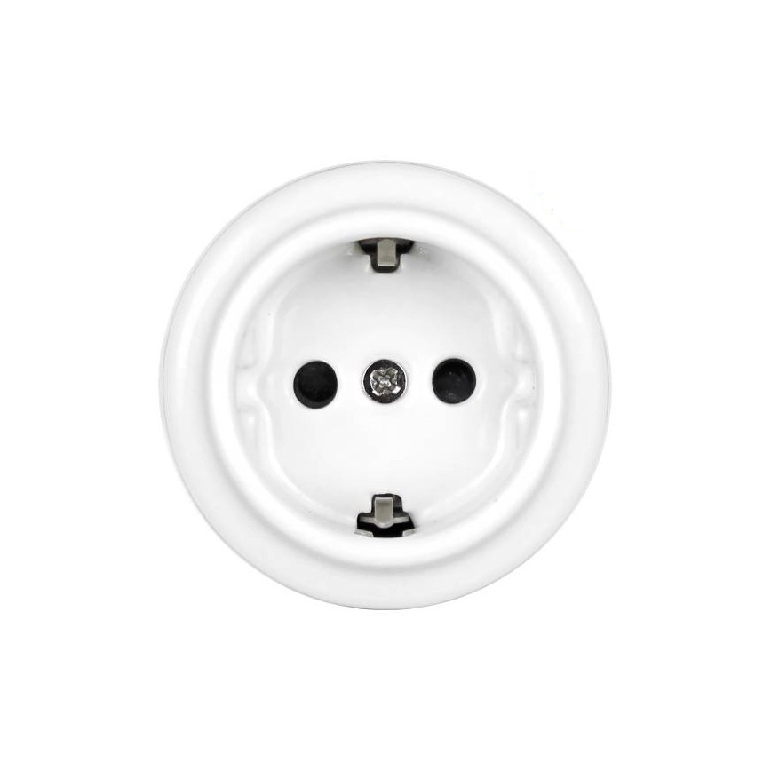 Elhard - Retro keramiskā mājas SCHUKO kontaktligzda 230V, balta