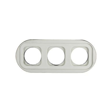 Elhard - Trīskārša retro stila keramikas sadzīves kontaktligzda ar rāmi SCHUKO 230 V balta
