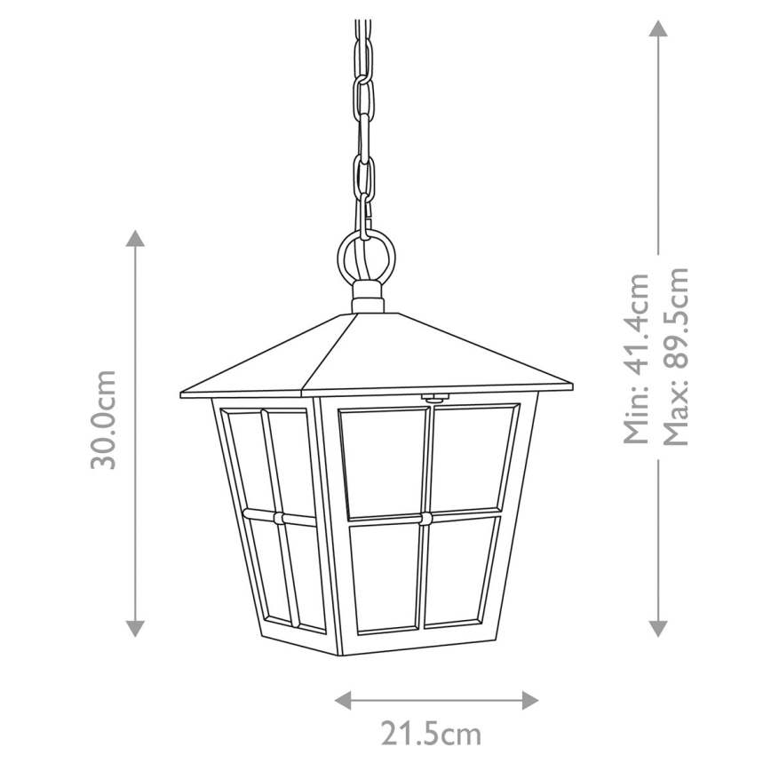 Elstead - Āra lustra ar ķēdi CANTERBURY 1xE27/100W/230V IP43 melna