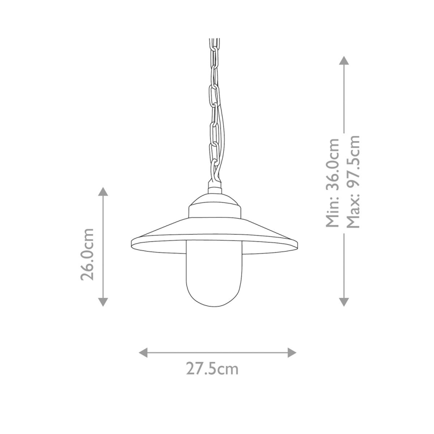 Elstead - Āra lustra ar ķēdi KLAMPENBORG 1xE27/60W/230V IP44